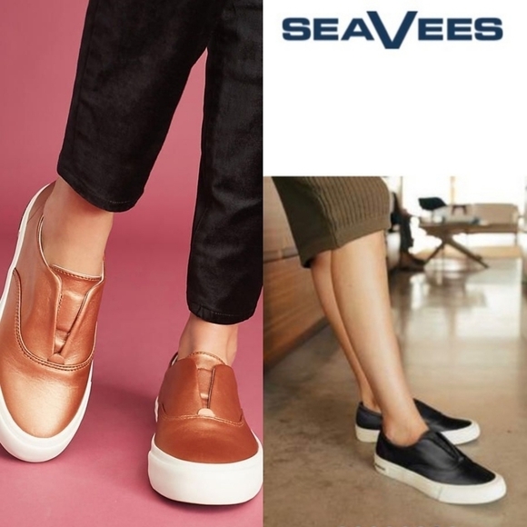 Seavees Sunset Strip Low-top Slip-on Sneakers Metallic Bronze Leather Rubber 8.5 - Picture 1 of 15